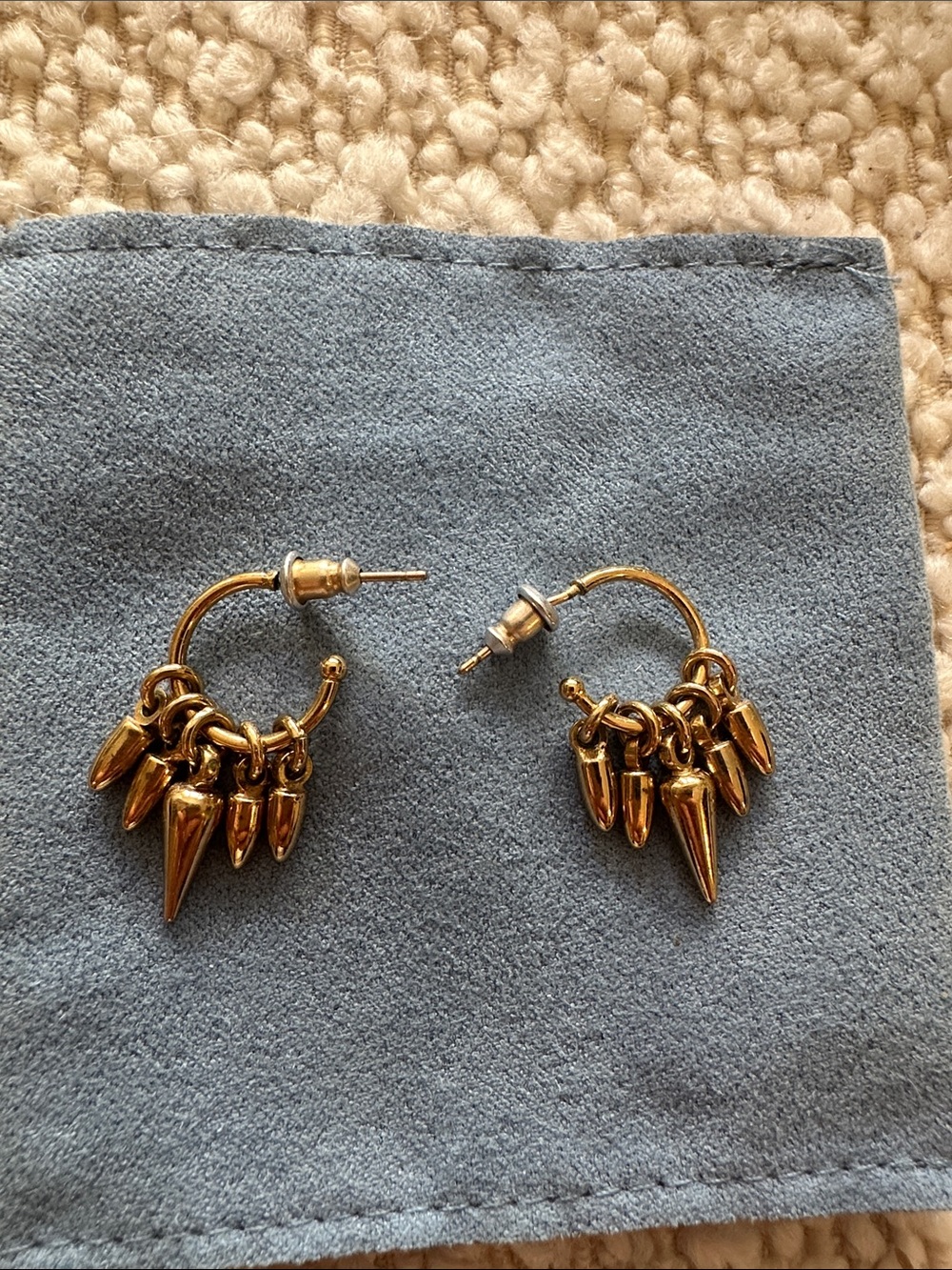 Stella & Dot Renegade Hoop Gold Spike Cluster Hoop Earrings